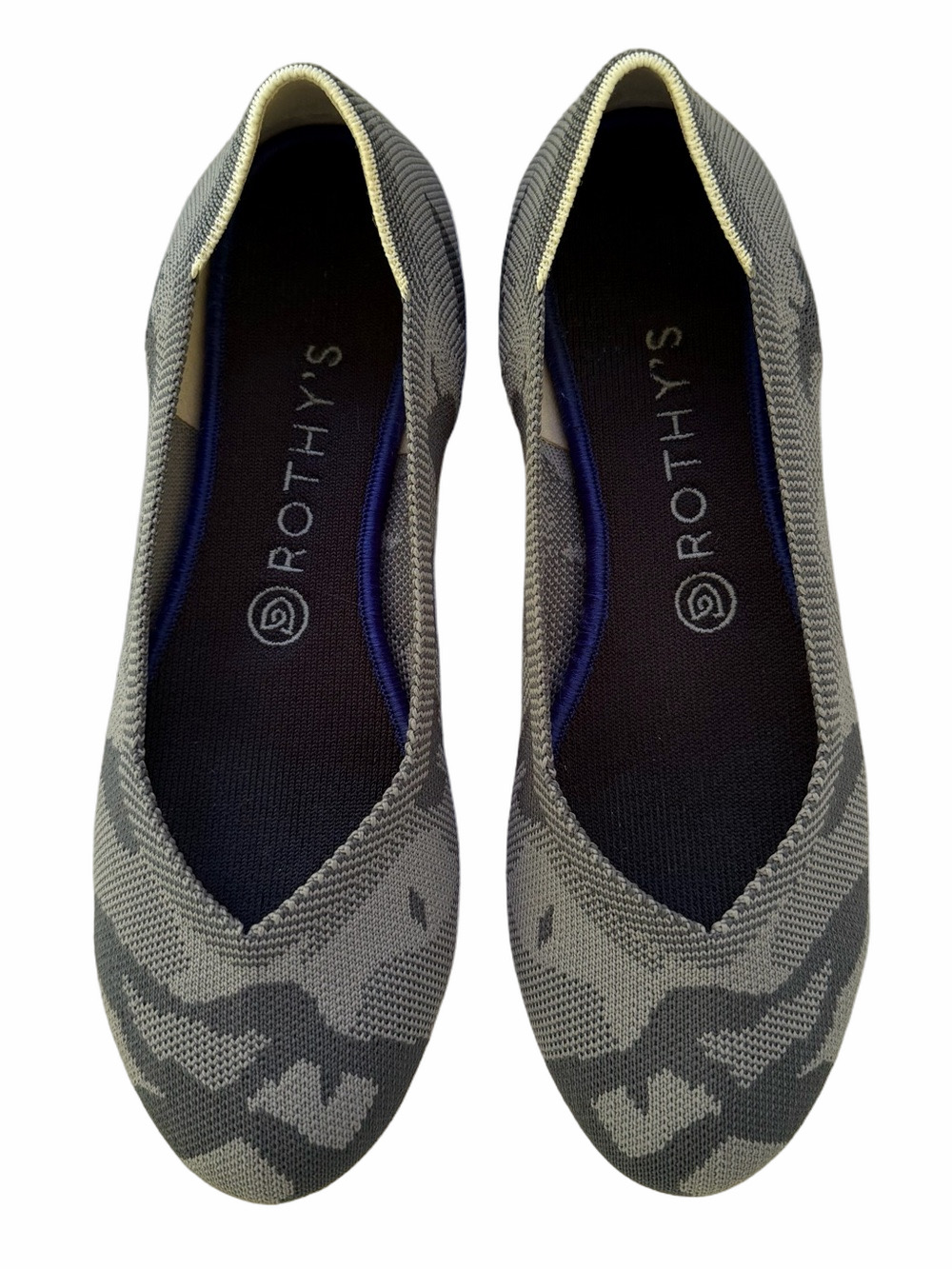 Rothy’s Grey Camo Ballet Flat Retired Pattern Size 9.5 White Halo Red Soles EUC - Picture 2 of 14